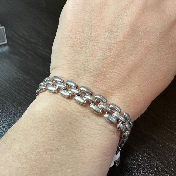 SALE! Unisex 7.25" Solid Sterling silver bracelet stamped 925 Italy! - Picture 9 of 12